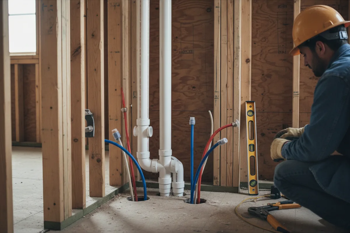 Drain and supply rough-in during Drain Cleaning in Webberville