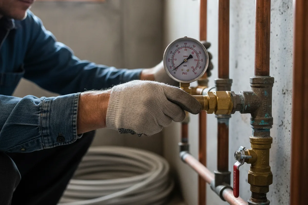 Pressure testing a repaired line during Water Line Repair in Webberville